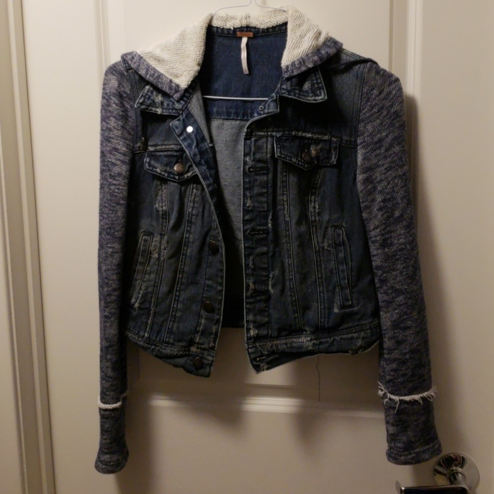 Free People Dark Blue Distressed Jacket - Picture 2 of 6